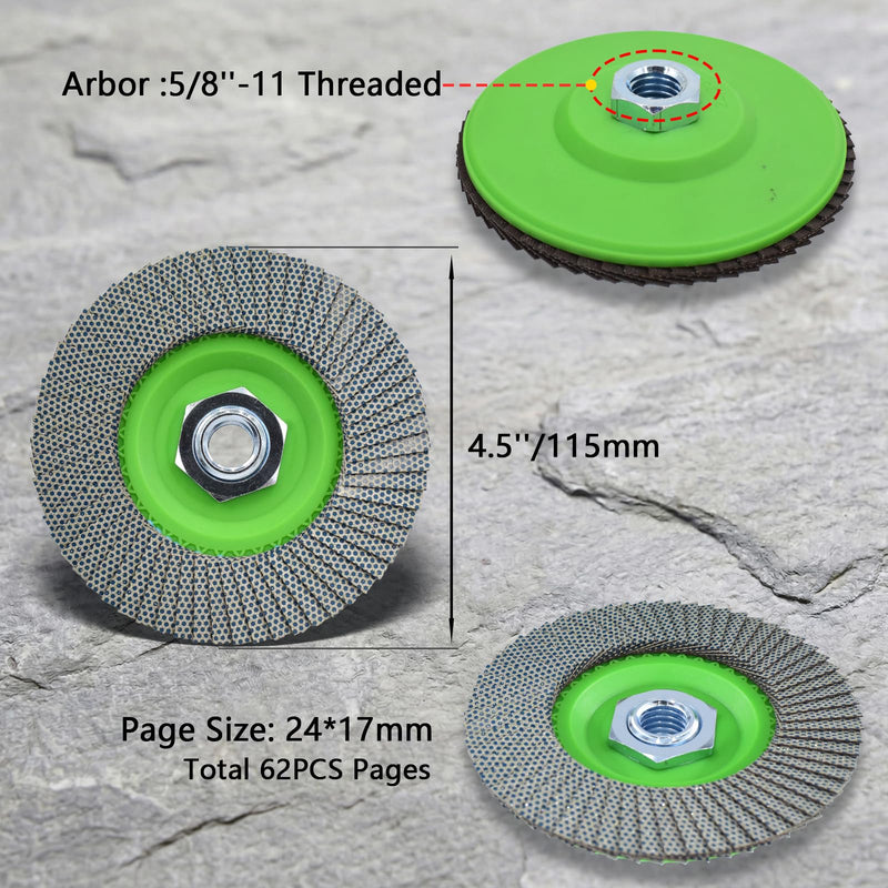 4.5 Inch Diamond Flap Disc 60 Grit, 5/8"-11 Threaded Grinding Wheel for Granite Marble Stone Concrete Glass,for Edge Grinding, Chamfering and Surface Refinement