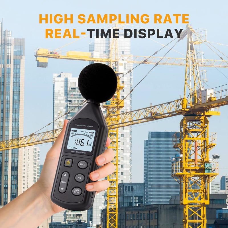 DB-01 Decibel Meter, Professional Sound Decibel Meter with A/C Weighting, Fast/Slow Response, 30-130dB Range,for Home, Office, Factory, Noisy Neighbors