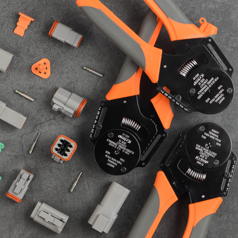 iCrimp Closed Barrel Crimper 4 Way Indent,8 Impression Type for Deutsch Solid Contacts gage 14,16&18(IWD-16) IWD-16