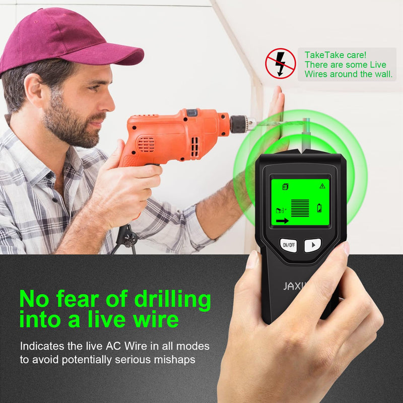 Stud Finder Wall Scanner - 5 in 1 Stud Finder Tool w/Smart Chip and HD LCD Display, Stud Detector Beam Finders for the Center and Edge of Wood AC Wire Metal Studs Joist Pipe (black Seaweed)