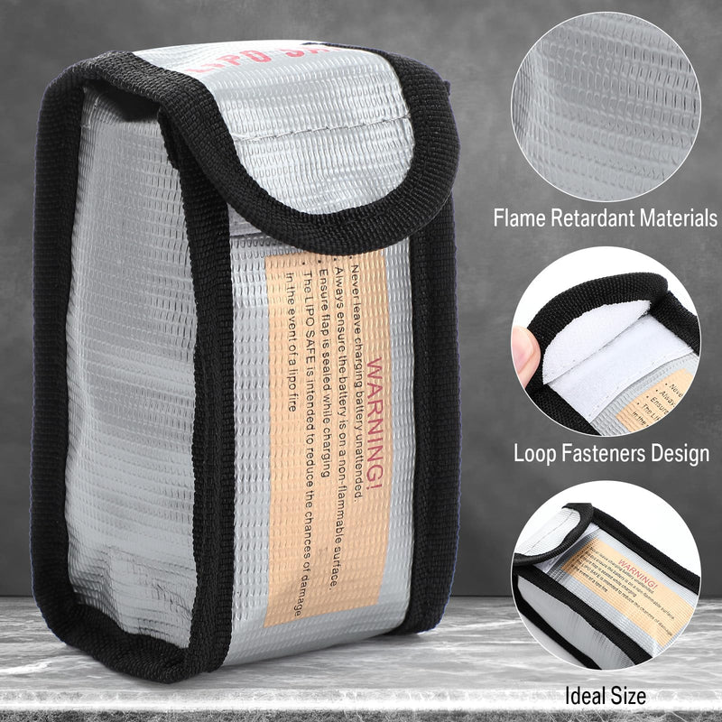 Aliceset 8 Pcs Lipo Battery Bag Lithium Battery Storage, Fireproof and Explosion Proof Bags Guard Safe Pouches 125 mm for Charging Home Travel Office Supplies 125 x 50 x 64 mm