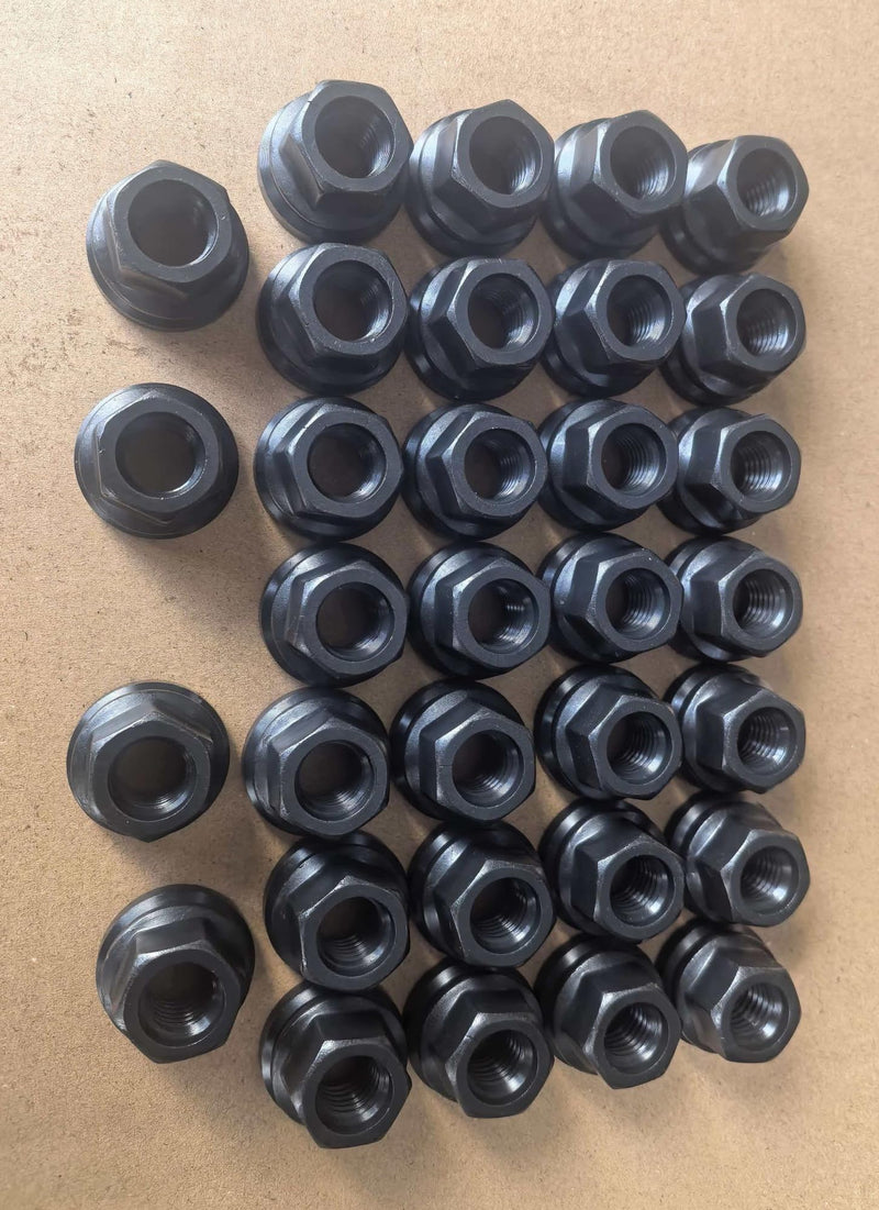 M14*1.5 Factory Style Open-end Flange Flat Lug Nuts 611-246 Replacement for 2003-2016 Ford F-250 F-350 F-450 F-550 F53 Super Duty (32PCS/Set) 32