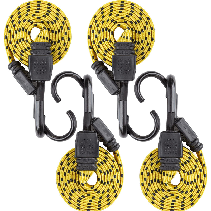 CARTMAN Ultra 48" Black/Yellow Flat Bungee Cord, 4pk x 48" 4