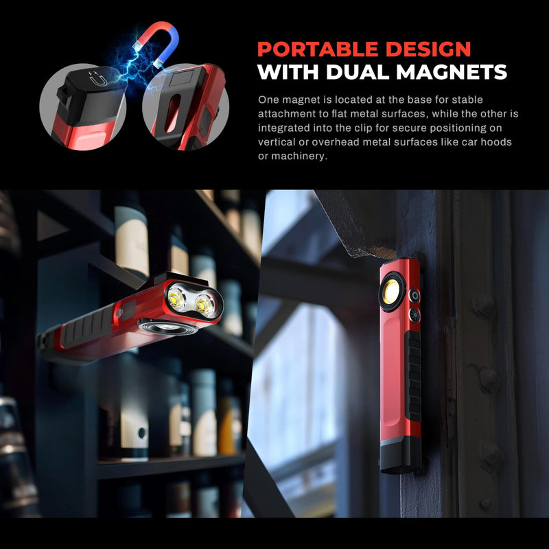 Anhay Rechargeable Flashlights 1500 Lumens EDC Flat Flashlight with 8 Modes, Pocket Flashights Waterproof, Magnetic Small Flashlights Powerful for Checking, Working, Camping, USB-C Charging