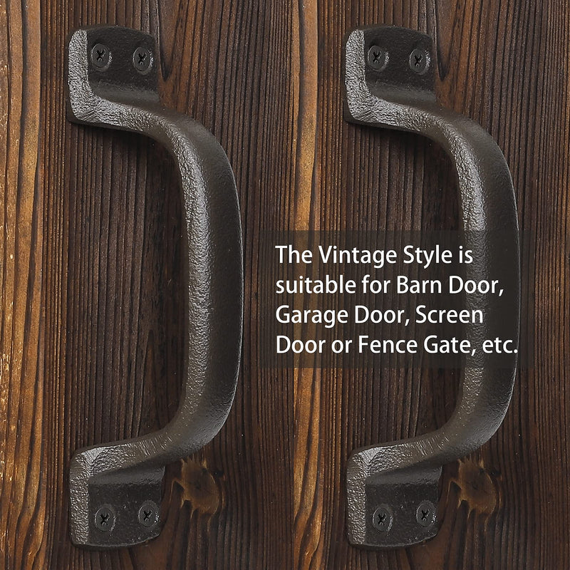 Barn Door Pulls Handles Heavy Solid Cast Iron Gate Handle, 7inch Metal Hardware for Sliding Barn Door Gate Fence Door Drawer Garage - Dark Brown 2 Pack Rustic Dark Brown