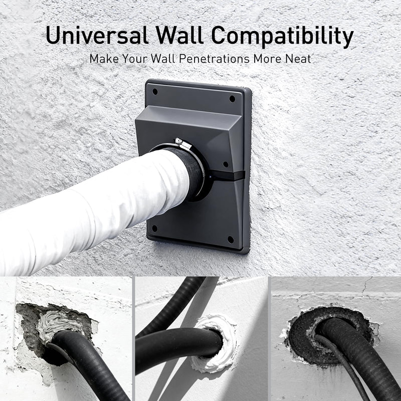 HVAC Wall Penetration and Line-Set Cover Kit, Separable AC Line Setting Wall Cover Plate Kit with Soft Gasket, Cover for Indoor and Outdoor Air Conditioner Systems (Grey, 2-3/8 in) Gray