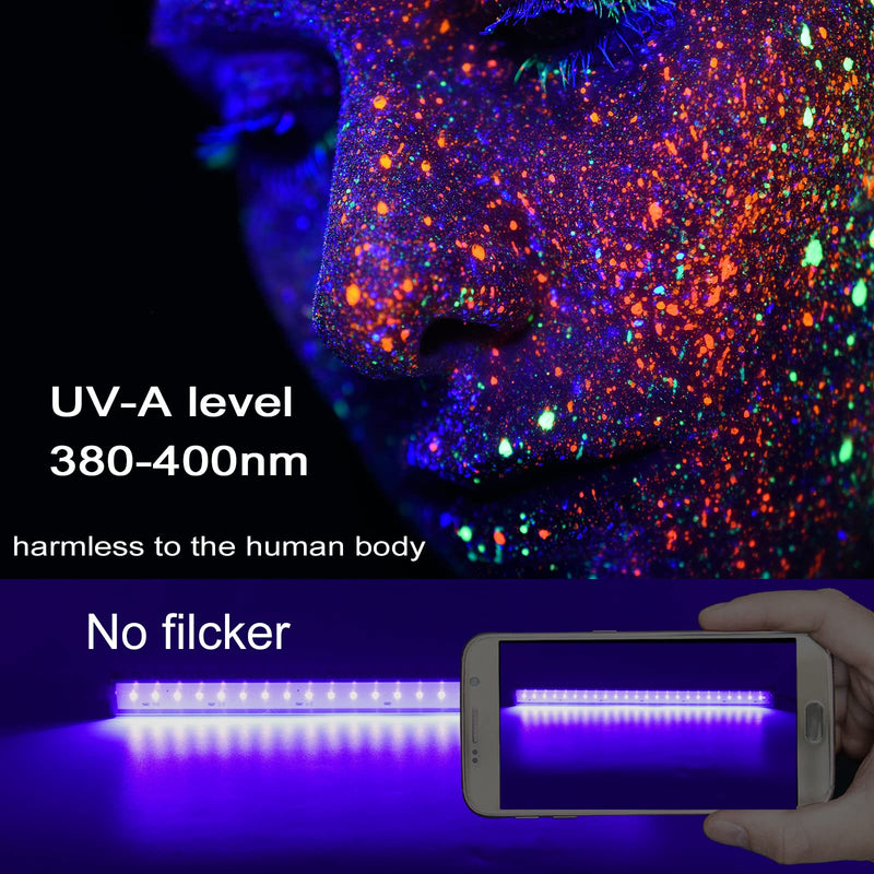 GREENIC USB Black Light Bar, 10W 1ft Upgraded UV LED Blacklight Strip Lights, Small Black Lights for Glow Party, Posters, Tapestry, Room, Bedroom Decor, Body Paint, Halloween Decorations, 2 Pack Modern