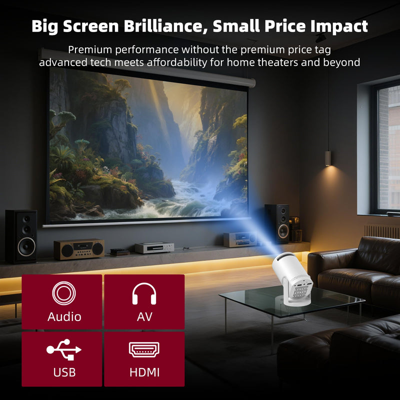 Wireless Mini Projector with WIFI 6 and Bluetooth, 4K 1080P Support Portable Projector 180° Rotatable. 17"-130" Screen Video Projector. Compatible for Smartphone, Laptop, PC(Q5 mate) Q5 mate