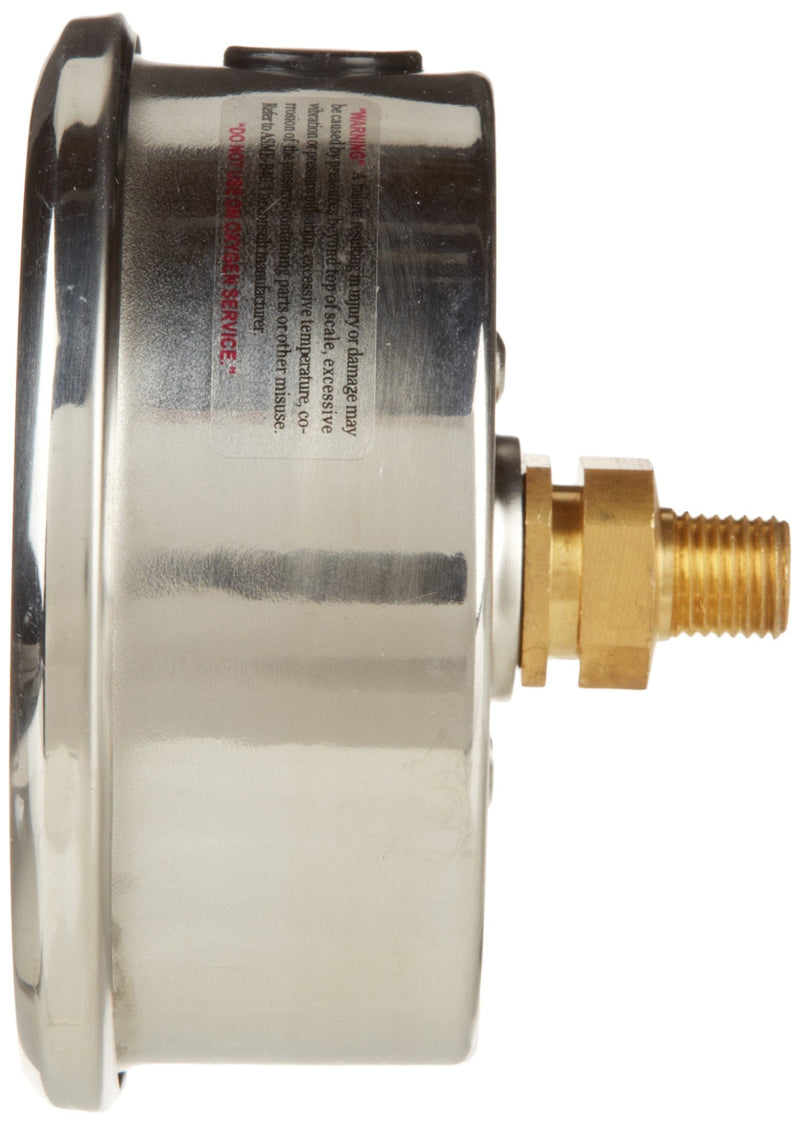 PIC Gauge 202L-404F 4" Dial, 0/160 psi Range, 1/4" Male NPT Connection Size, Center Back Mount Glycerine Filled Pressure Gauge with a Stainless Steel Case, Brass Internals, Stainless Steel Bezel, and Polycarbonate Lens