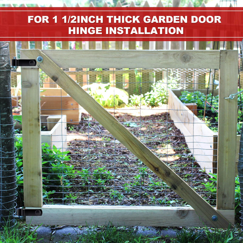 Hicarer 4 Pcs 1-1/2" x 1-1/2" x 5/8" Square Post Female Gate Hinge with Nut and Bolt, Chain Link Fence Frame Post Female Black Galvanized Steel Hinge for Repairing and Replacing Fence Gate