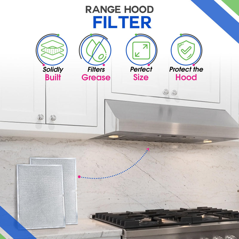 Range Hood Filter Replacement for BPS1FA36 11.80 x 17.35 Inch Broan Range Hood Filter and Allure Range Hood Filter - Hood Vent Filter for Range Hood - Filters Grease Entering the Stove Overhead (2-Pk) 2