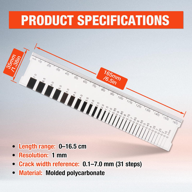MOETER Crack Width Gauge, Concrete Crack Monitoring Gauge 0-16.5cm Crack Measuring Ruler with 1mm Precision for Measures Cracks (3 Piece) 3
