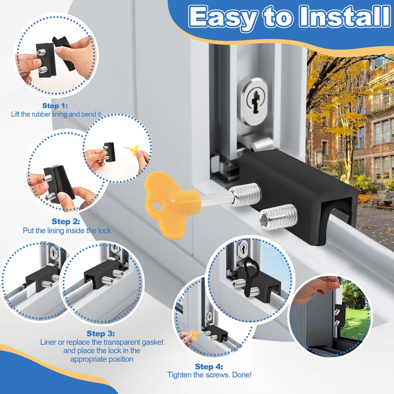 Jayseon 15 Pack Black Window Locks with Key, Adjustable Sliding Window Locks for Up and Down Windows & Horizontal Windows Stoppers Security Sliding Glass Patio Door Lock, Aluminum