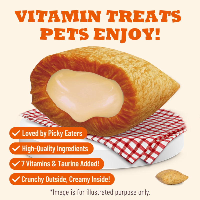 13.05 oz Cat Vitamins Treats with Taurine & Omega-3, 7-in-1 Multivitamin and Supplements - for Heart, Vision & Immune Support, Skin & Coat Health, Digestion, Safe for Kitten & Puppy
