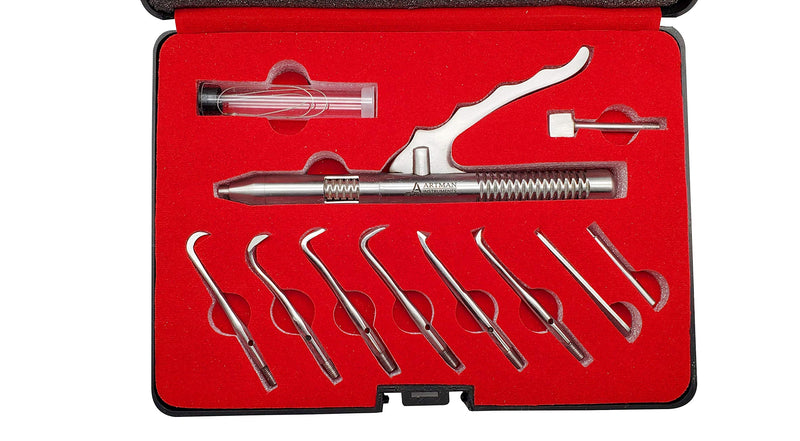 Bundle of Dental Automatic Crown Remover Bridge Remover with 10 Pieces and Artman Dental Crowns Gripper Temporary Crown and Bridge Remover Large Curved Forceps Dental Clamps