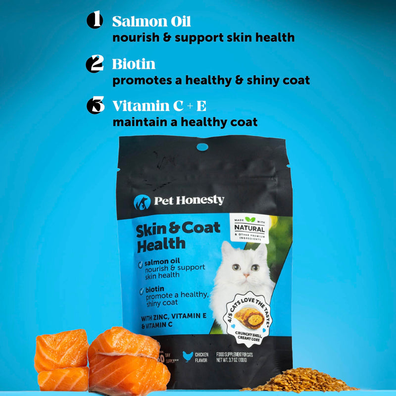Cat Skin & Coat Health & Hairball Support Virtual Bundle: Omegas & Biotin Chews for Shiny Coat & Furball Remedy (Chicken 30-Day Supply)