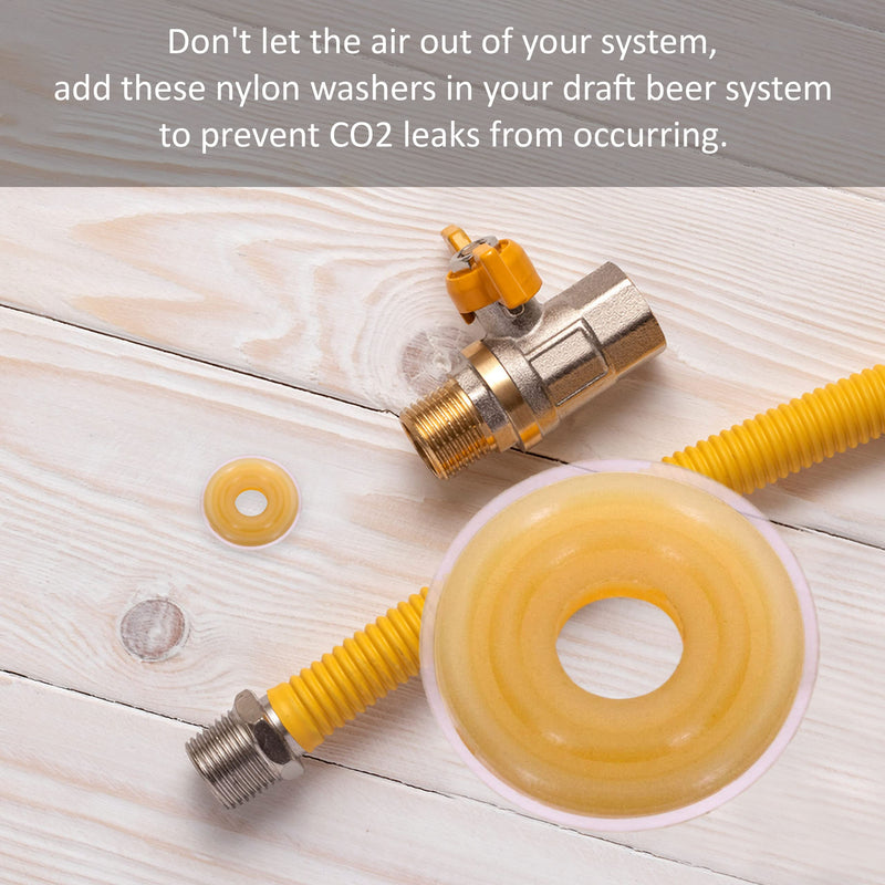 Kegconnection Regulator Washer - Nylon CO2 Tank to Draft Beer Kegerator Regulators Replacement Washers - Stop Leaks for Kegs, Homebrews - Pack of 10