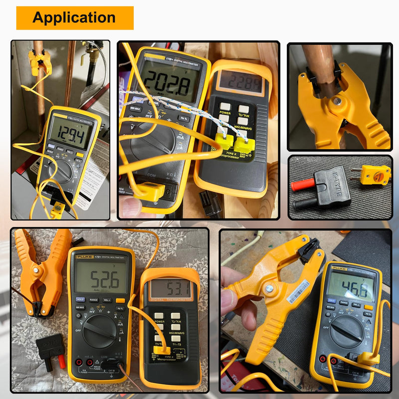 69146 Banana Plug Adapter to K Type Thermocouple, Works with Digital Clamp and Multi Meters Compatible with Klein Tools ZIBOO 69146