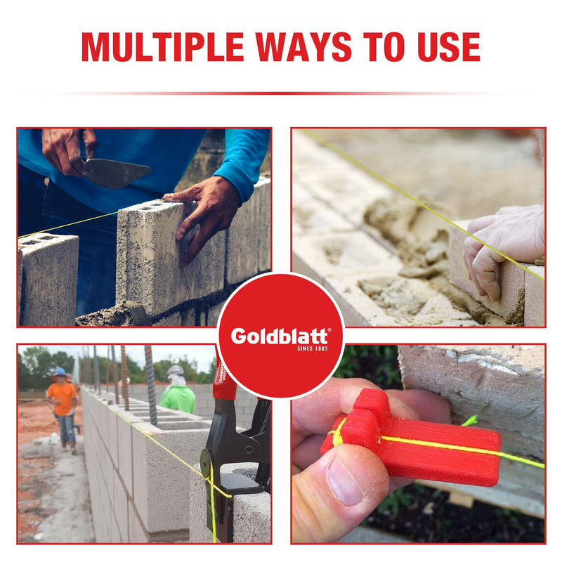 Goldblatt Mason Line, 500 Feet #18 Braided Nylon String Line, Nylon Twine for Gardening or Masonry Tools, Perfect Construction String for A String Level, Twine String for Gardening 500FT Fluorescent Yellow