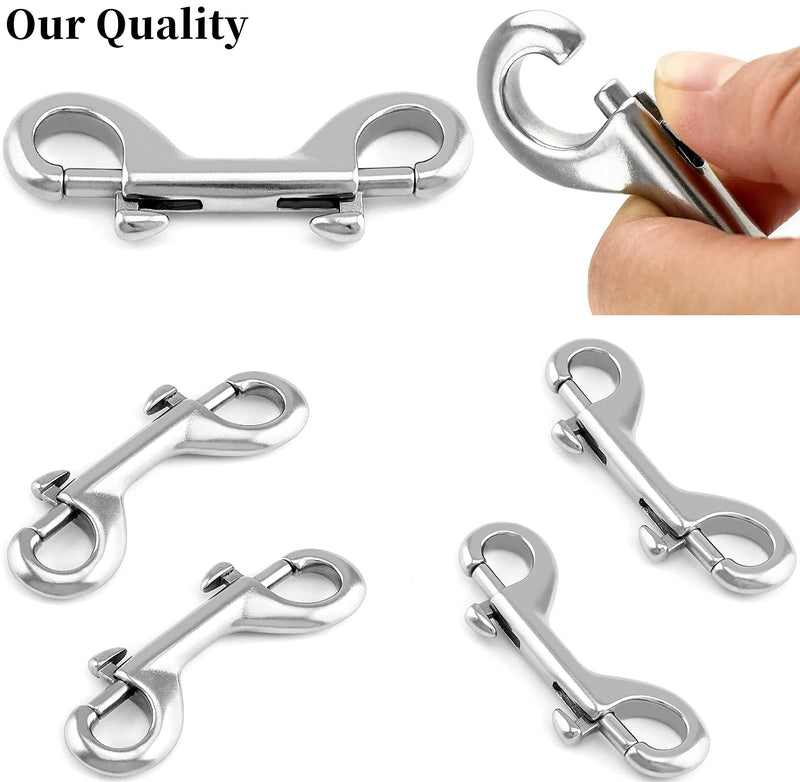 Dog Lesh Double Ended Snap Hooks for Walking Running,Stainless Steel Dog Clips for All Pet Leash,Pet Feed Buckets,Horse Tack,Camping Hammock,Widely Use (4Pack) 4Pack