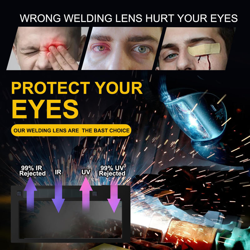 HD Shade 10 2x4 1/4 Auto Darkening Welding Lens,True Color Blue Welding Lens,HD and True Color Technology,Solar Charging,Fit Most Pancake and Pipeliner Welding Hoods,Auto Darkening Welding Lens 2x4.25 Gray Shad 10