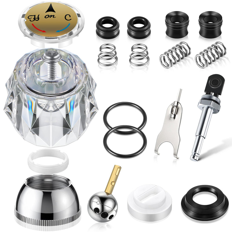 Acrylic Single Handle Trim Set with Push Button Diverter, Compatible with Delta 600 Series Shower Valve, Includes Stainless Steel Ball Valve, Clear Knob and Diverter Stem