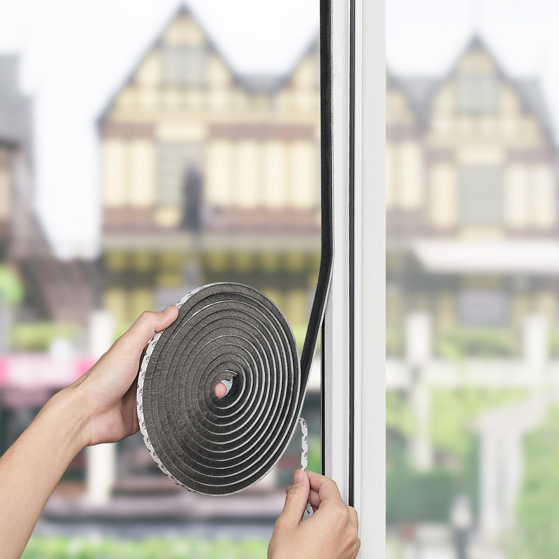 33 Ft Window Seal Strip, 0.35 inch x 0.35 inch Sliding Door Weather Stripping Window Seal, Pile Self Adhesive Window Weather Stripping,Door Noise Blocker, Grey 0.35" x 0.35" x 33FT Gray