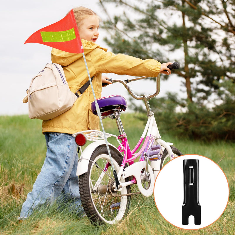 2 Sets Bike Flags with Pole, 6 Ft Safety Reflective Flags with Pole for Kids and Adult, Adjustable Heavy Duty Fiberglass Flag Pole, Tear-Resistant & High Visibility Orange Safety Flag for Cycling Orange-2pcs