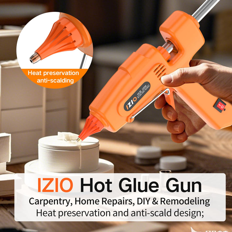 IZIO hot glue gun and sticks set with 21 glue sticks(7/16"), storage pouch, copper nozzle,Equipped with anti scalding mouth, safe switch, ergonomic grip, lightweight for diy projects, home repairs. Pink