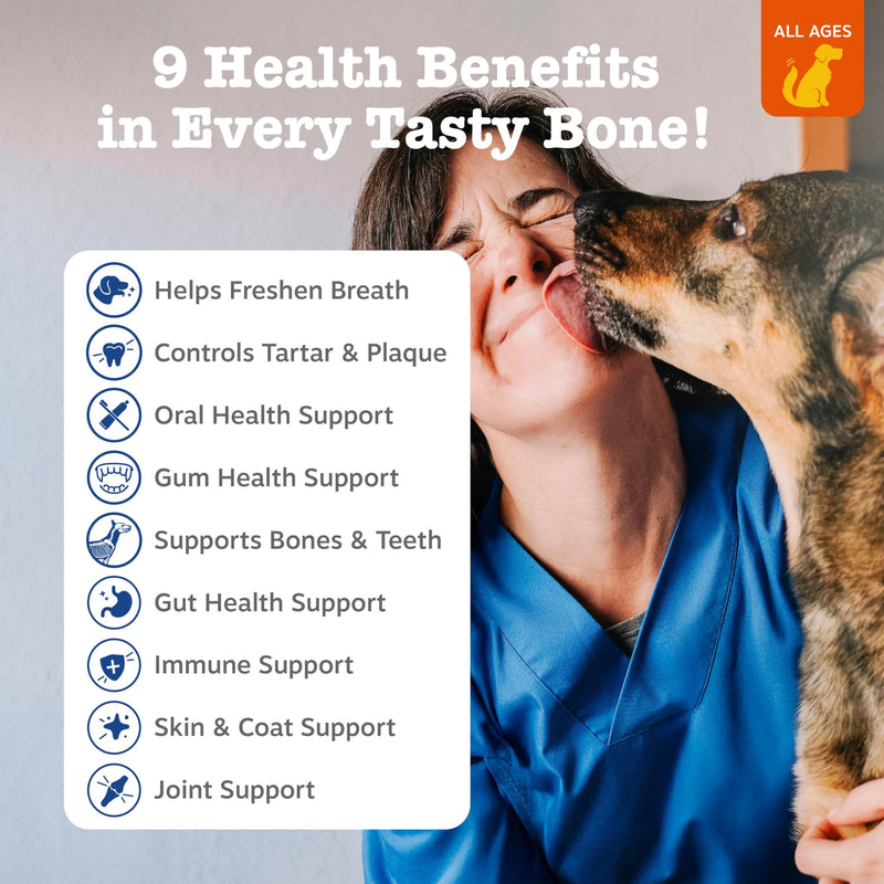 Zesty Paws Dental Bones - Fights Tartar & Plaque - Gum, Teeth & Bone Health - Cinnamon for Dog Breath - Immune, Joint, Gut, Skin & Coat Support - Omega 3 EPA & DHA and Calcium - Medium Dogs - 12 ct