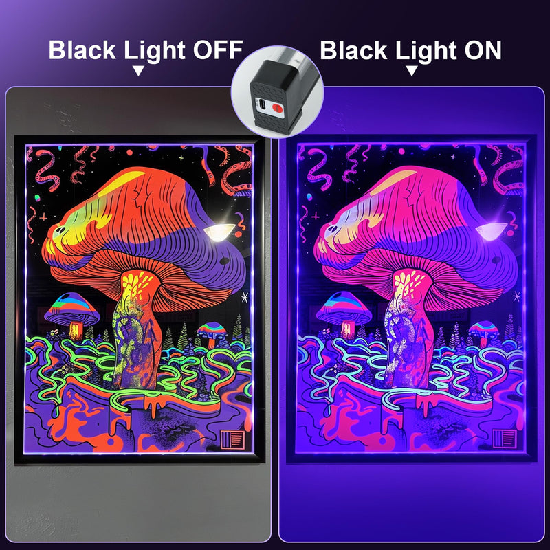 2 Pack Rechargeable LED Black Light Bar, Battery Operated Black Lights, Battery Powered Black Light Strip, Cordless Blacklight for Body Paint Tapestry Poster Party 2 Pack