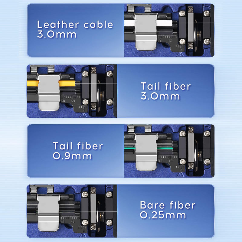 Fiber Termination Tool Kit, X5 Fiber Cleaver 5-in-1 FTTH Fiber Tool Set | 3-Hole Wire Stripper & Leather Cable Stripper, Portable Fiber Optic Cutting Tools, for Network Wiring, Fusion Installation BAOSHLA 5-Piece Fiber Optic Termination Tool Set