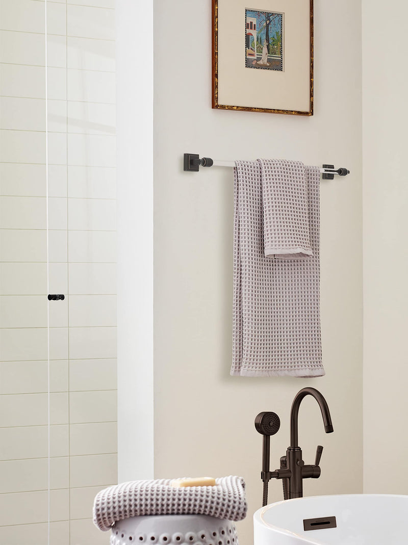 Amerock BH36064CORB | Clear/Oil-Rubbed Bronze Towel Bar | 24 inch (610 mm) Center-to-Center Towel Rack | Glacio | Bathroom Towel Holder | Bathroom Hardware | Bath Accessories