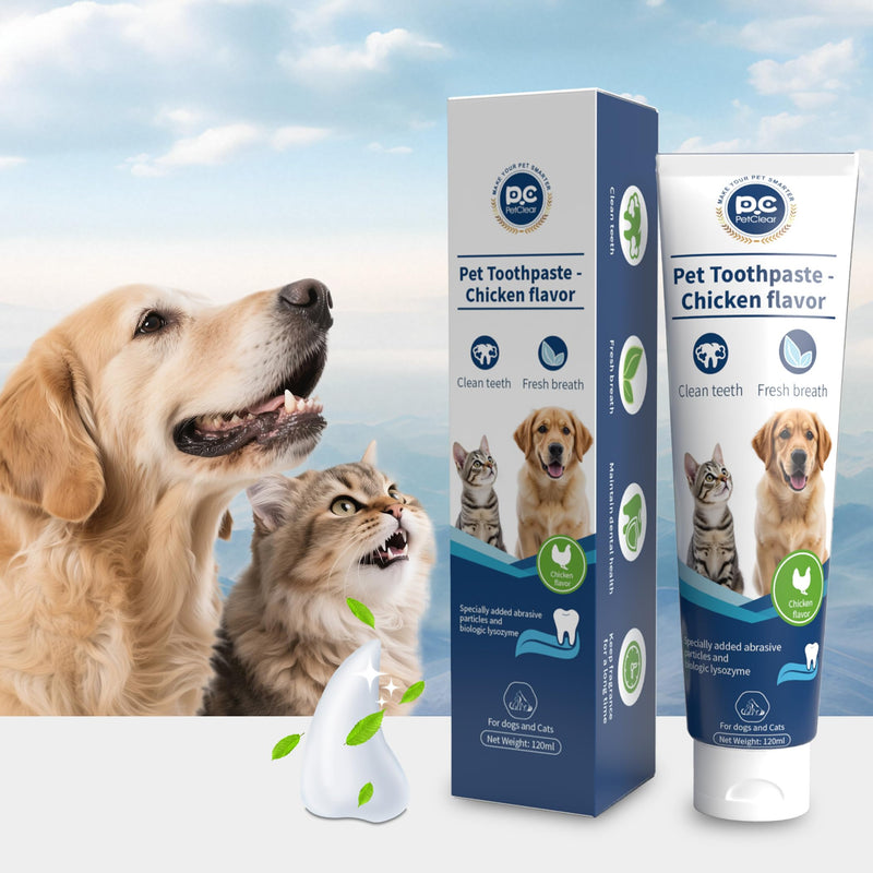 Dog Toothpaste, 4.23 Oz, Chicken Flavor, Fluoride Free, Effectively Prevents and Reduces Plaque and Tartar Buildup, Freshens Breath, Contains Lactobacillus, Suitable for Cats and Dogs