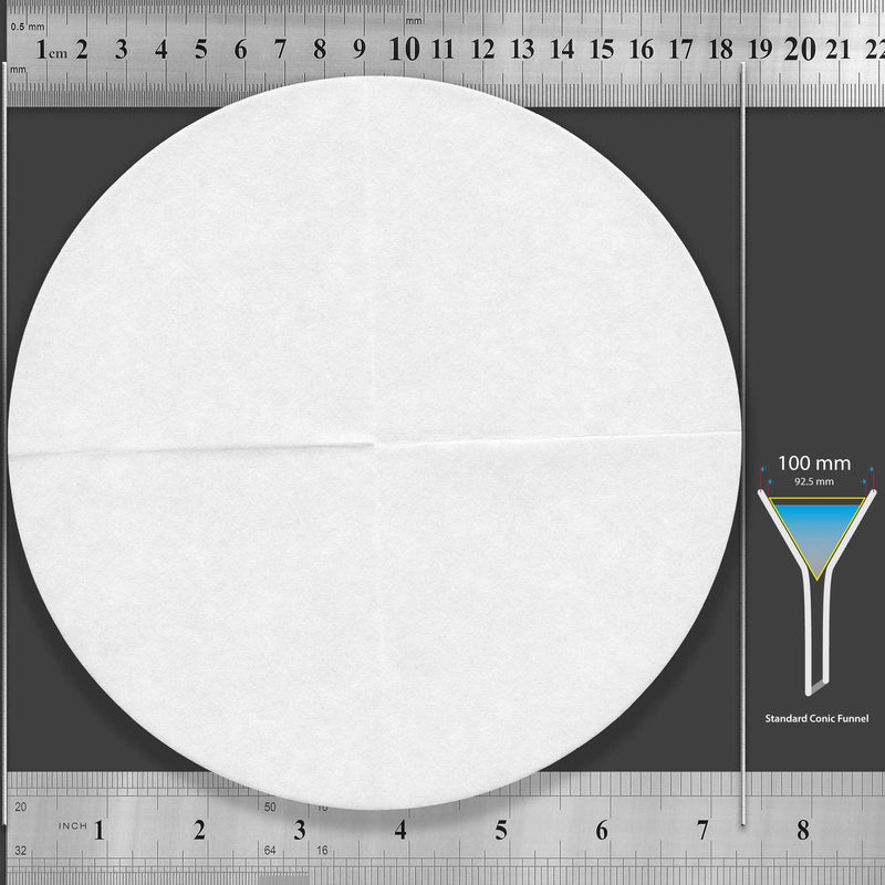 Qualitative Filter Paper 18.5 cm Quadrant Folded Filter Paper, Qualitative Grade 2 - ZENPORE Slow Flow 185 mm (50 Discs) 18.5 cm diameter