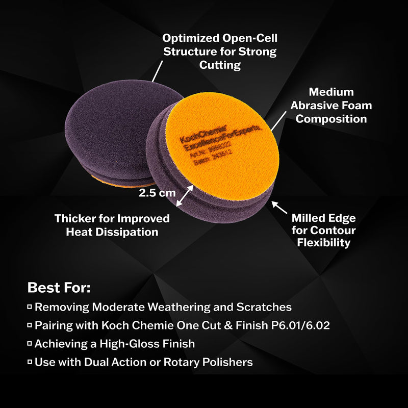 KOCHCHEMIE - One Cut Pad V2 - Medium Abrasive Pad for Removing Moderate Weathering & Scratches; Long-Lasting Compression Hardness; Contours Easily (45mm x 23mm) 45mm