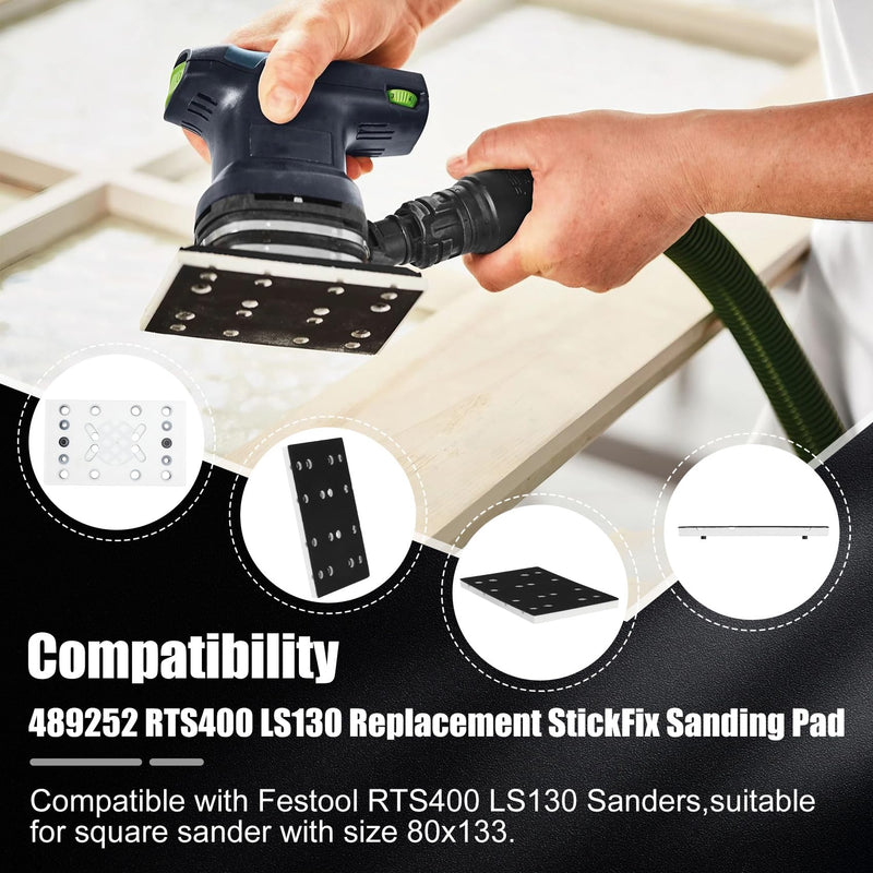 489252 RTS 400 Replacement StickFix Sanding Pad for festool 80mm X 130mm (3 5/32 x 5 1/4 in) Soft 12 Holes Compatible with RTS/RS/RTSC 400 Random Orbit Sanders