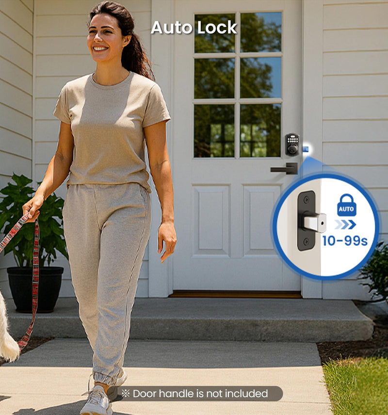 Veise KS02A Fingerprint Keyless Entry Door Lock, Auto Lock, Electronic Keypad Deadbolt for Front Door, Biometric, Anti-Peeping Password, Easy Install, Matte Black Traditional