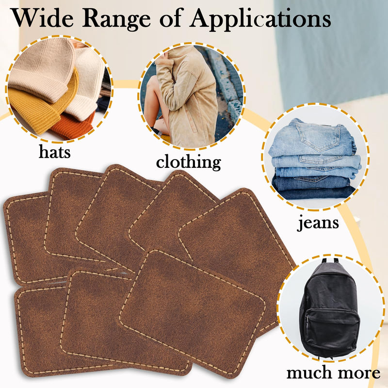 50 Pack Blank Leatherette Hat Patch with Adhesive, Rectangle Laserable Leatherette Patch, Faux Leather Patches for Hats Custom Fabric Repair Sew Laser Supplies (Chestnut, 3 x 2 Inches) Chestnut - Rectangle