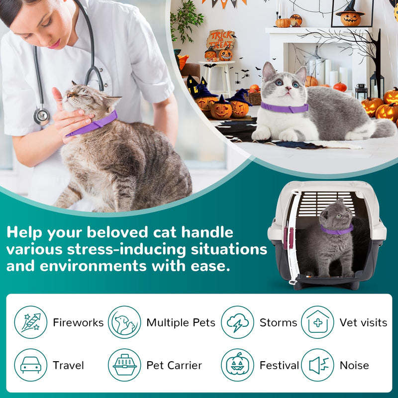 Calming Collar for Cats, Pheromone Collar for Cat Anxiety Relief, 60 Days Adjustable Waterproof TPE, Cat Calming Collars Helps Calm During Loud Noises and Separation (Black, 2 Pack) Black - PawsPlanet Australia