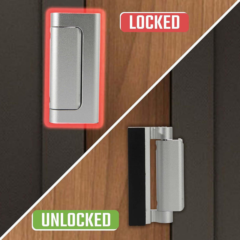 EverPlus Home Security Door Lock with 8 Screws, Childproof Door Reinforcement Lock with 3 Inch Stop Withstand 800 lbs for Inward Swinging Door,Upgrade Night Lock to Defend Your Home (Silver) 1 Silver
