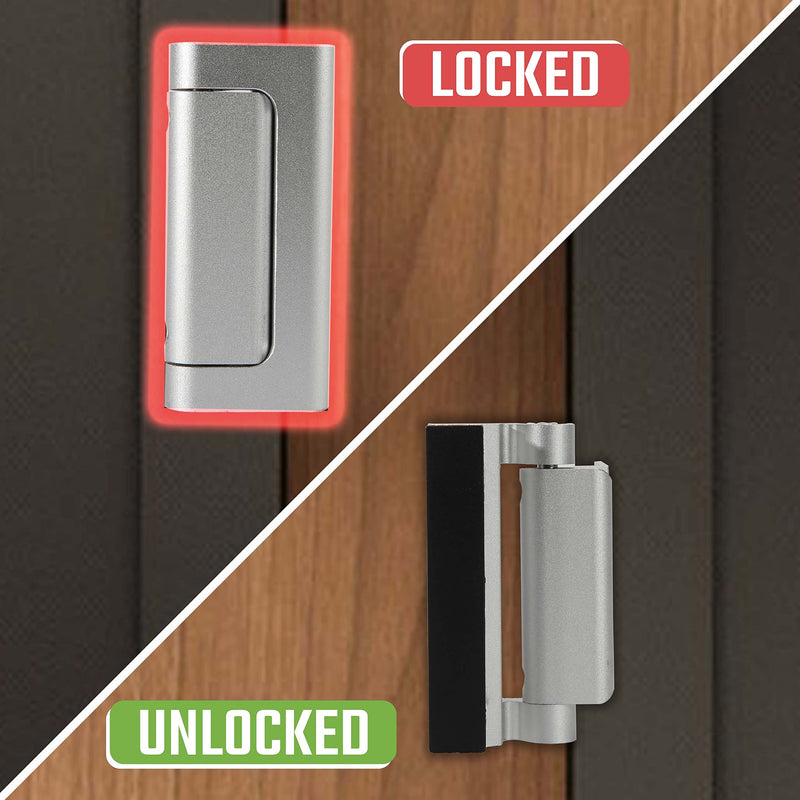 3PACK Home Security Door Reinforcement Lock Childproof, Add High Security to Home Prevent Unauthorized Entry, Aluminum Construction Finish, Silver 3