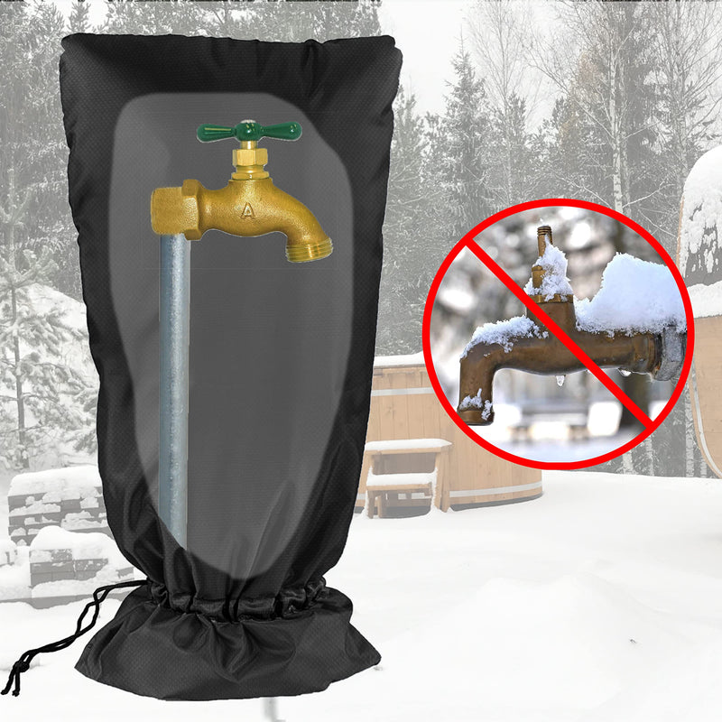 XXL Outdoor Faucet Covers for Winter, 3M Thinsulate Sprinkler Freeze Protector, 25”H x 13”W for Garden Lawn Faucets and Yard Hydrant, Waterproof Insulated Spigot Cover, Reusable Faucet Sock 13"Wx25"H Black