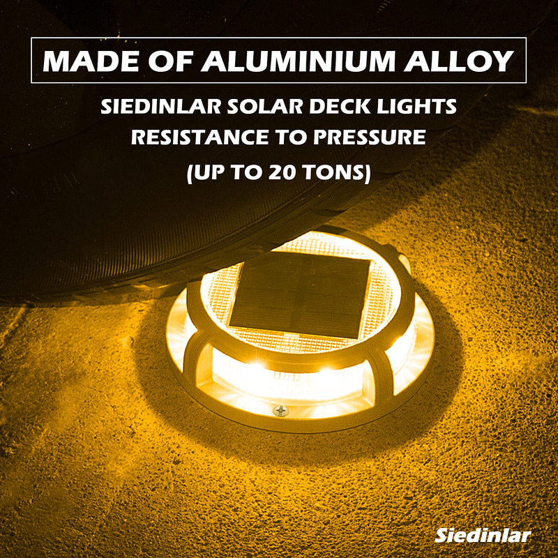 SIEDiNLAR Solar Deck Lights Outdoor 2 Modes 16 LEDs Driveway Markers Dock Light Solar Powered Waterproof for Ground Step Pathway Walkway Stair Garden Road Yard 4 Pack (Cool White/Warm White) Cool White & Warm White