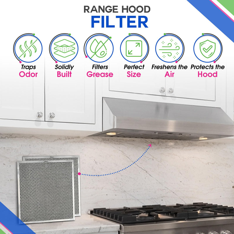 Range Hood Filter Replacement 11.6” x 11.2” BPQTF S99010317 Broan Charcoal Grease Filter Combo - Ductless Stove Vent Filter - Metal Mesh Blocks Grease and the Carbon Filters Kitchen Oven Air 1
