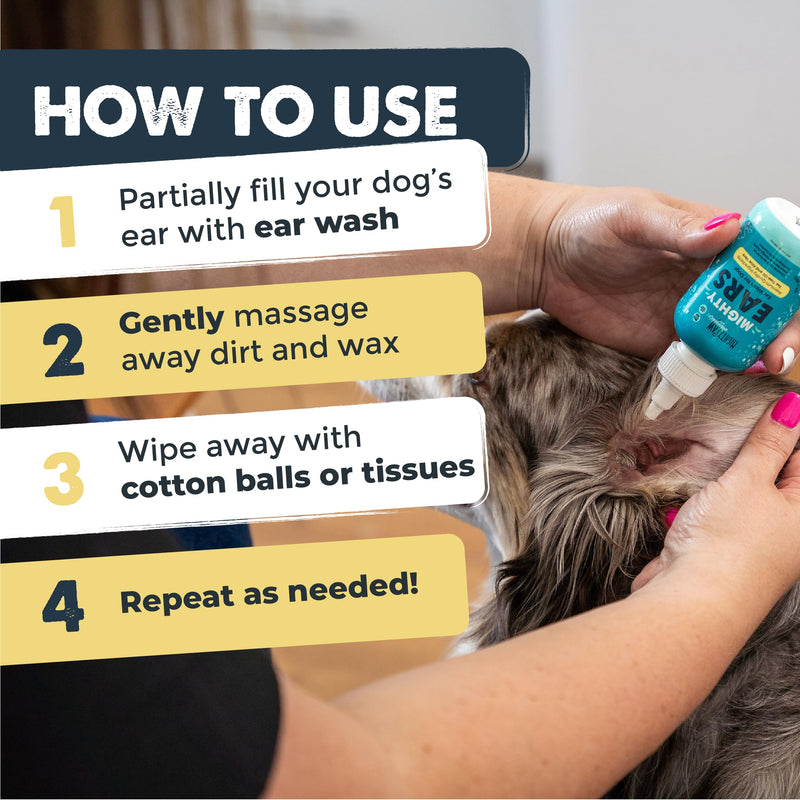Mighty Paw Waggables Dog Ear Wash - 4 oz (Made in USA) | Cleaner Solution. Wash Cleaner Aloe Vera Pet Drops. Liquid Cleaner for Dogs. for Itchy, Yeast & Healthy Ear Canals - PawsPlanet Australia