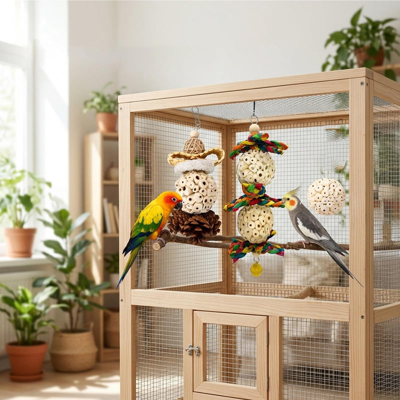 4PCS Sola Balls for Birds, Bird Sola Balls Set of Four, Interactive Bird for Parrots and Small Birds, Suitable for Parrots and Birds to Use