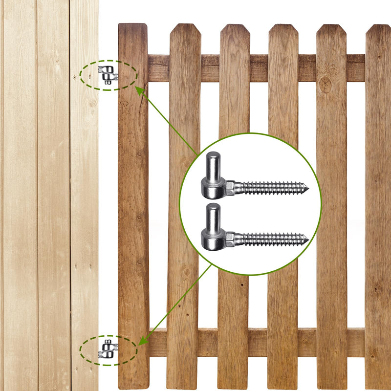 One-Piece Molding Chain Link Lag Screw Hinge, 304 Stainless Steel Post Side Wood Bolt Hinges for Wooden Gate or Post, Screw in Pin Hinge 5/8'' Lag Bolt Hinge (2Pcs, M16) M16-Eye Hinge-2pcs