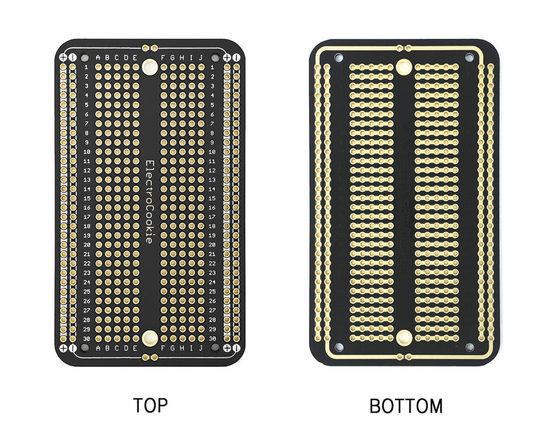 ElectroCookie Prototype PCB Solderable Breadboard for Electronics Projects Compatible for DIY Arduino Soldering Projects, Gold-Plated (5 Pack + 1 Mini Board, Matte Black) 2.Black