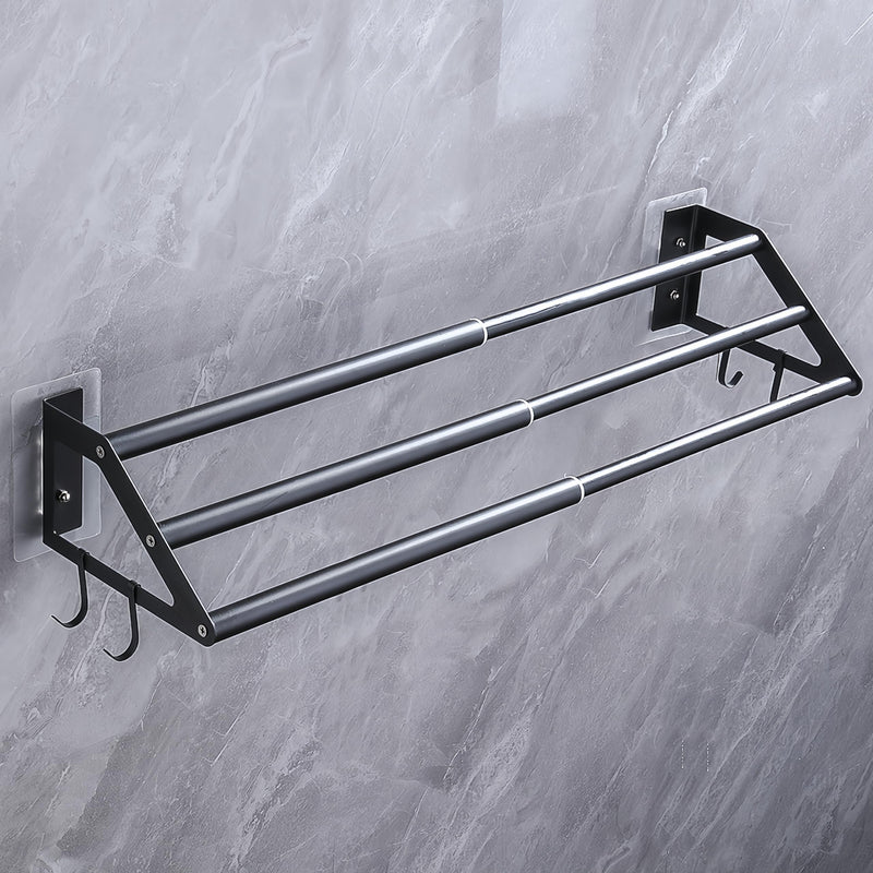 3 Bars Towel Bars Hanger Freely Retractable 11-23 Inch Stainless Steel Bath Rack Strong 3M Adhesive Bathroom Wall Free mounting Hole-Installing washroom Kitchen